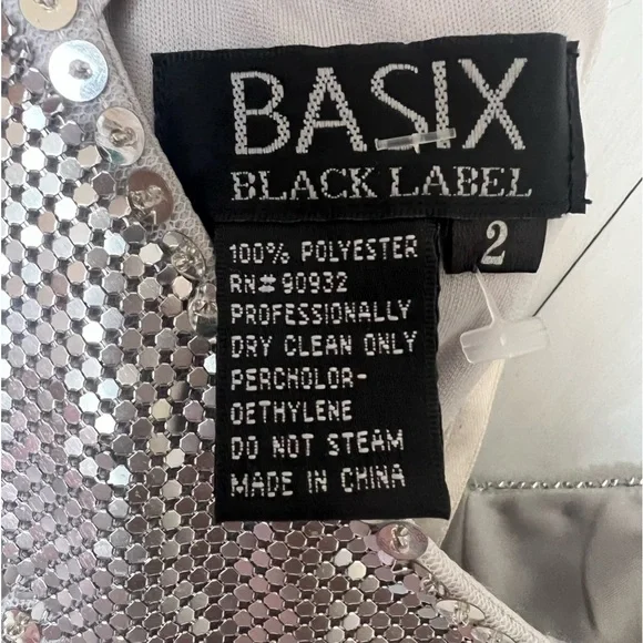 162. BASIX Black Label Silver Metallic Cochella Style Mini Dress •2 - Picture 8 of 16